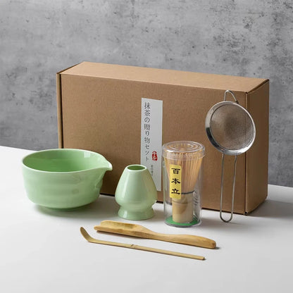 Japanese Style Matcha Tea Set with Bamboo Whisk Scoop, Traditional Indoor Handmade Tea-making Tools 4/5pcs/set