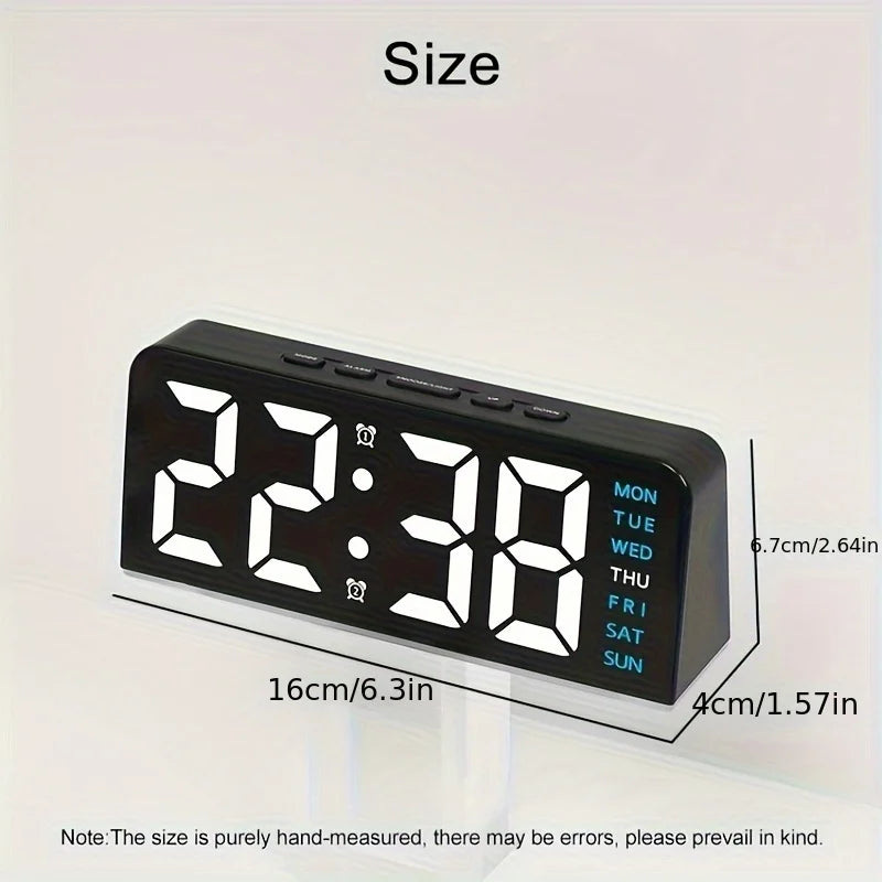 Digital LED Alarm Clock — Night Light, Temperature Display & Snooze