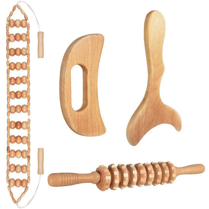 Wooden Lymphatic Drainage Massager Kit — Maderoterapia Body Contouring Set