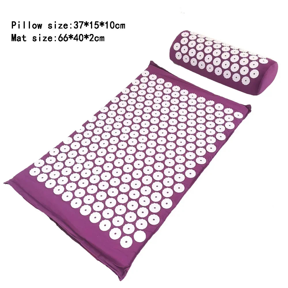 Yoga Acupressure Mat and Pillow Set, Relieves Pain/ Stress in Back and Body