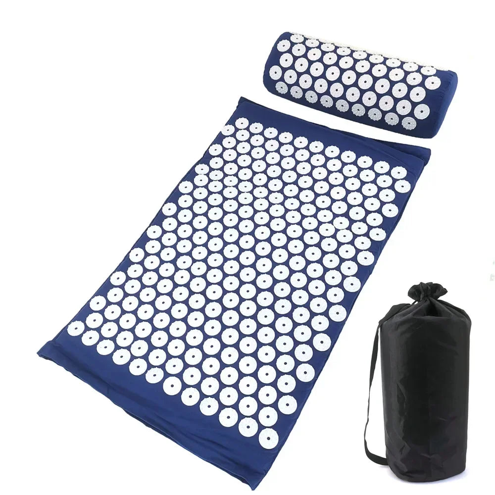 Yoga Acupressure Mat and Pillow Set, Relieves Pain/ Stress in Back and Body