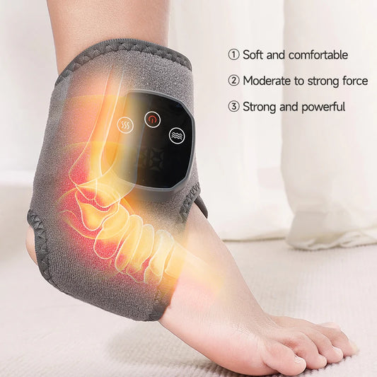 Electric Heat & Vibration Ankle Massager — Cordless Hot Compress Therapy Wrap