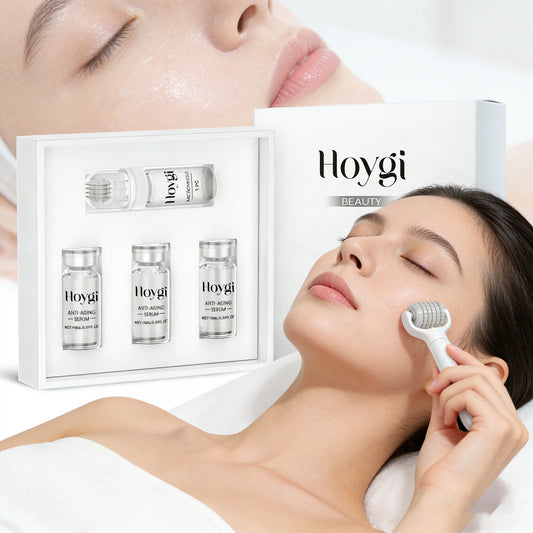 0.25mm Microneedle Roller Skincare Set — Glycerin Serum + Facial Roller, Deep Hydration Kit