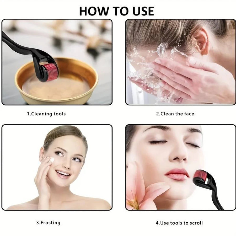 540 Needles for Facial Body Hair Growth Derma Roller for Skin Beard 0.25mm Needle Micro Face Roll Tool For Face Scalp BeautyTool