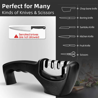 4-Stage Professional Knife & Scissor Sharpener — Diamond, Ceramic & Tungsten