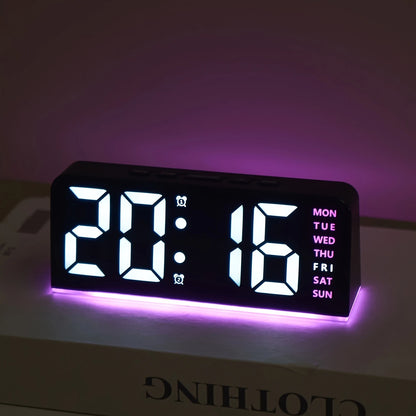 Digital LED Alarm Clock — Night Light, Temperature Display & Snooze