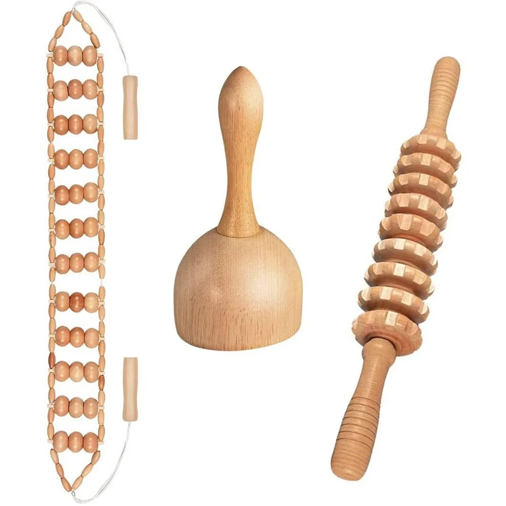 Wooden Lymphatic Drainage Massager Kit — Maderoterapia Body Contouring Set