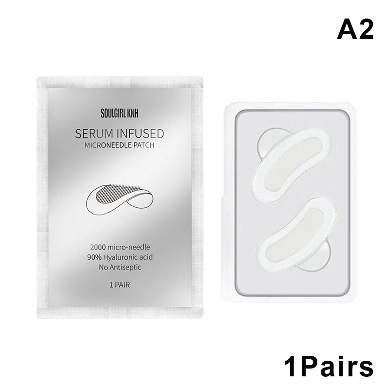 1Pair Microneedle Eye Patches Mask Soluble Hyaluronic Acid Blemish Treatment Sticker 0.25mm Needle Length 2000 Microneedle