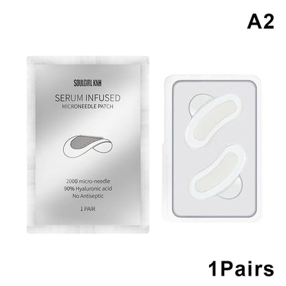 1Pair Microneedle Eye Patches Mask Soluble Hyaluronic Acid Blemish Treatment Sticker 0.25mm Needle Length 2000 Microneedle