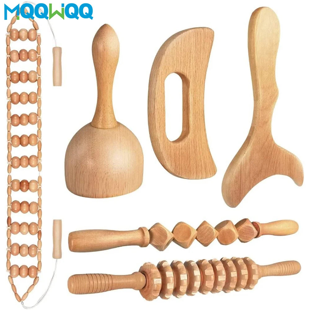 Wooden Lymphatic Drainage Massager Kit — Maderoterapia Body Contouring Set