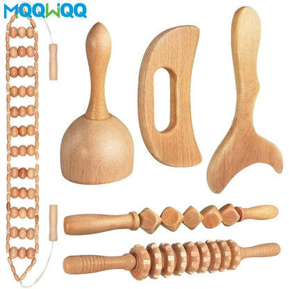 Wooden Lymphatic Drainage Massager Kit — Maderoterapia Body Contouring Set