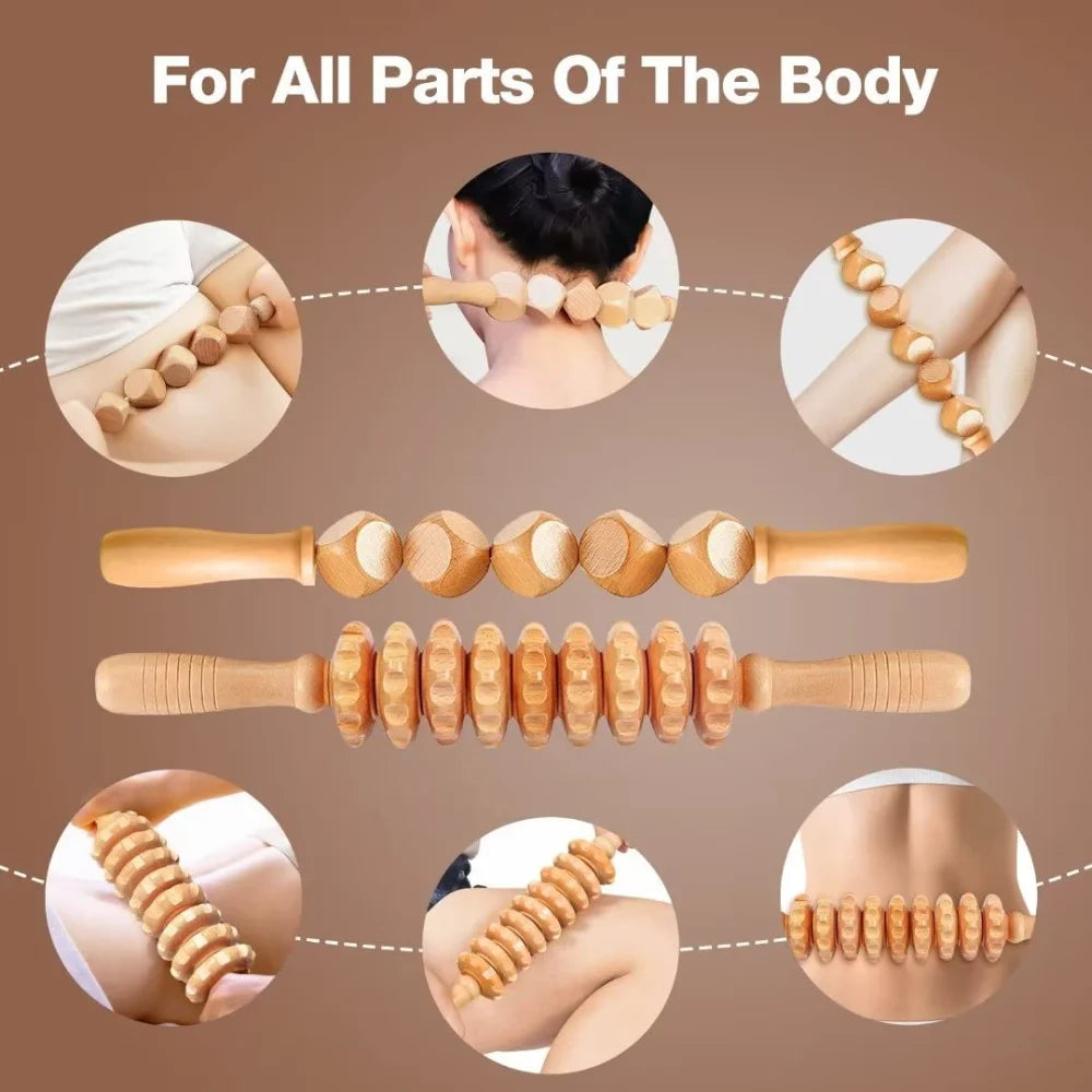 Wooden Lymphatic Drainage Massager Kit — Maderoterapia Body Contouring Set