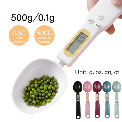 Digital Kitchen Scale Spoon — Portable LCD Food Measuring Scale, 500g / 0.1g