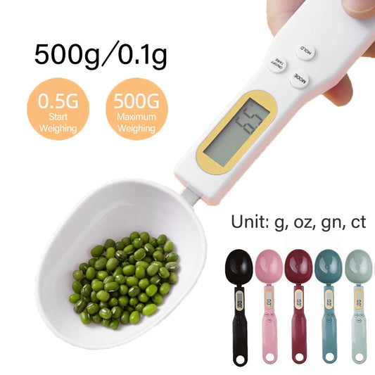 Digital Kitchen Scale Spoon — Portable LCD Food Measuring Scale, 500g / 0.1g