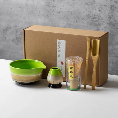 Japanese Style Matcha Tea Set with Bamboo Whisk Scoop, Traditional Indoor Handmade Tea-making Tools 4/5pcs/set