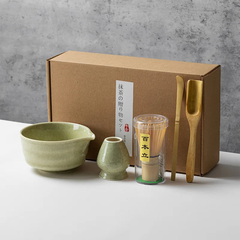 Japanese Style Matcha Tea Set with Bamboo Whisk Scoop, Traditional Indoor Handmade Tea-making Tools 4/5pcs/set