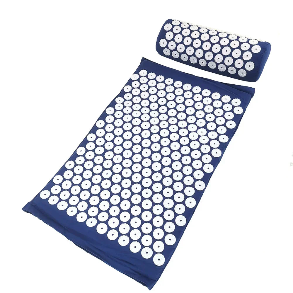 Yoga Acupressure Mat and Pillow Set, Relieves Pain/ Stress in Back and Body
