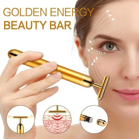 24K Gold Face Lift Vibration Massager — T-Bar Facial Slimming Stick