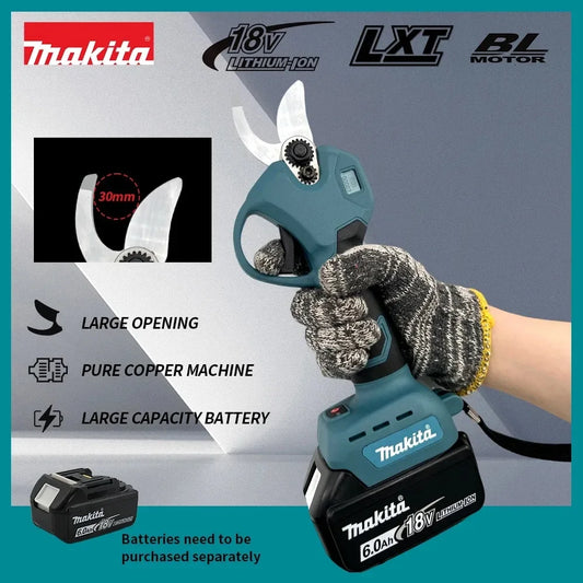 Makita 18V Brushless Electric Pruning Shears — 30mm Max Cut, LCD Display, Cordless