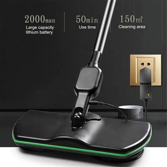Cordless Electric Floor Mop — 360° Dual Rotating Heads, Rechargeable, Wax & Clean