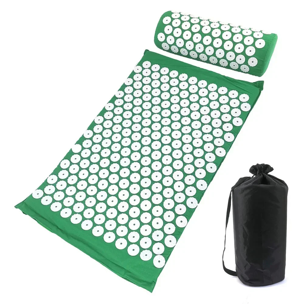 Yoga Acupressure Mat and Pillow Set, Relieves Pain/ Stress in Back and Body