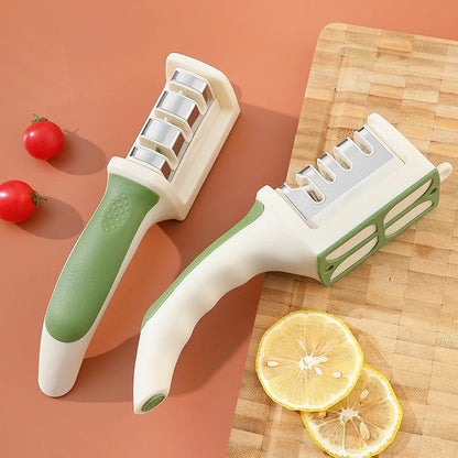 Handheld Knife Sharpener — 3 & 4 Stage Quick Sharpening Tool with Non-Slip Base
