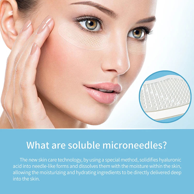 1Pair Microneedle Eye Patches Mask Soluble Hyaluronic Acid Blemish Treatment Sticker 0.25mm Needle Length 2000 Microneedle