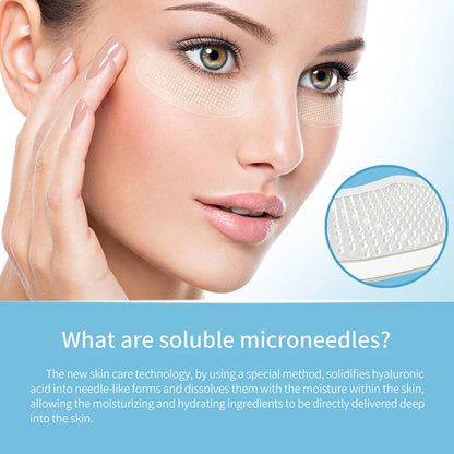 1Pair Microneedle Eye Patches Mask Soluble Hyaluronic Acid Blemish Treatment Sticker 0.25mm Needle Length 2000 Microneedle