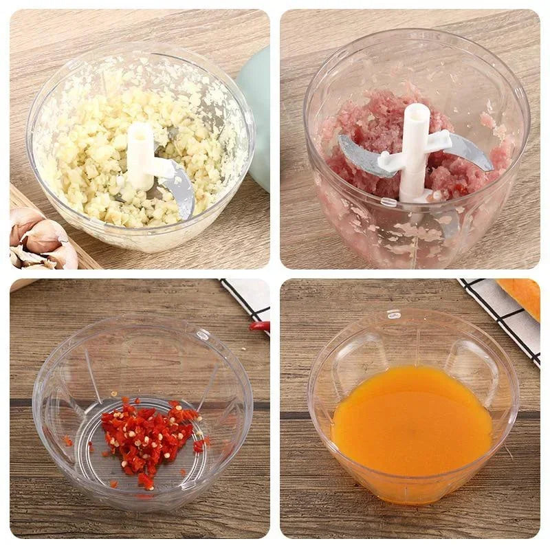 Manual Garlic & Vegetable Chopper — Rotate Press Mincer, 500ml / 900ml