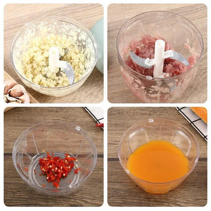 Manual Garlic & Vegetable Chopper — Rotate Press Mincer, 500ml / 900ml
