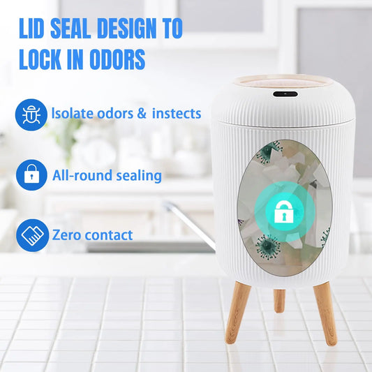 10L Motion Sensor Trash Can with Lid — Touchless Auto-Open, Odor-Seal Design