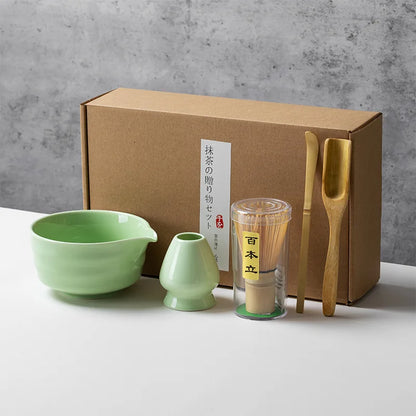 Japanese Style Matcha Tea Set with Bamboo Whisk Scoop, Traditional Indoor Handmade Tea-making Tools 4/5pcs/set