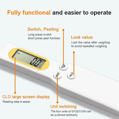 Digital Kitchen Scale Spoon — Portable LCD Food Measuring Scale, 500g / 0.1g