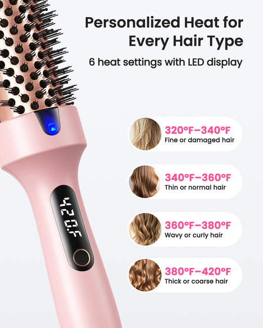 6 Temperature Ionic Thermal Brush For Curling And Straightening Styler