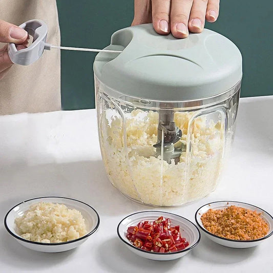 Manual Garlic & Vegetable Chopper — Rotate Press Mincer, 500ml / 900ml