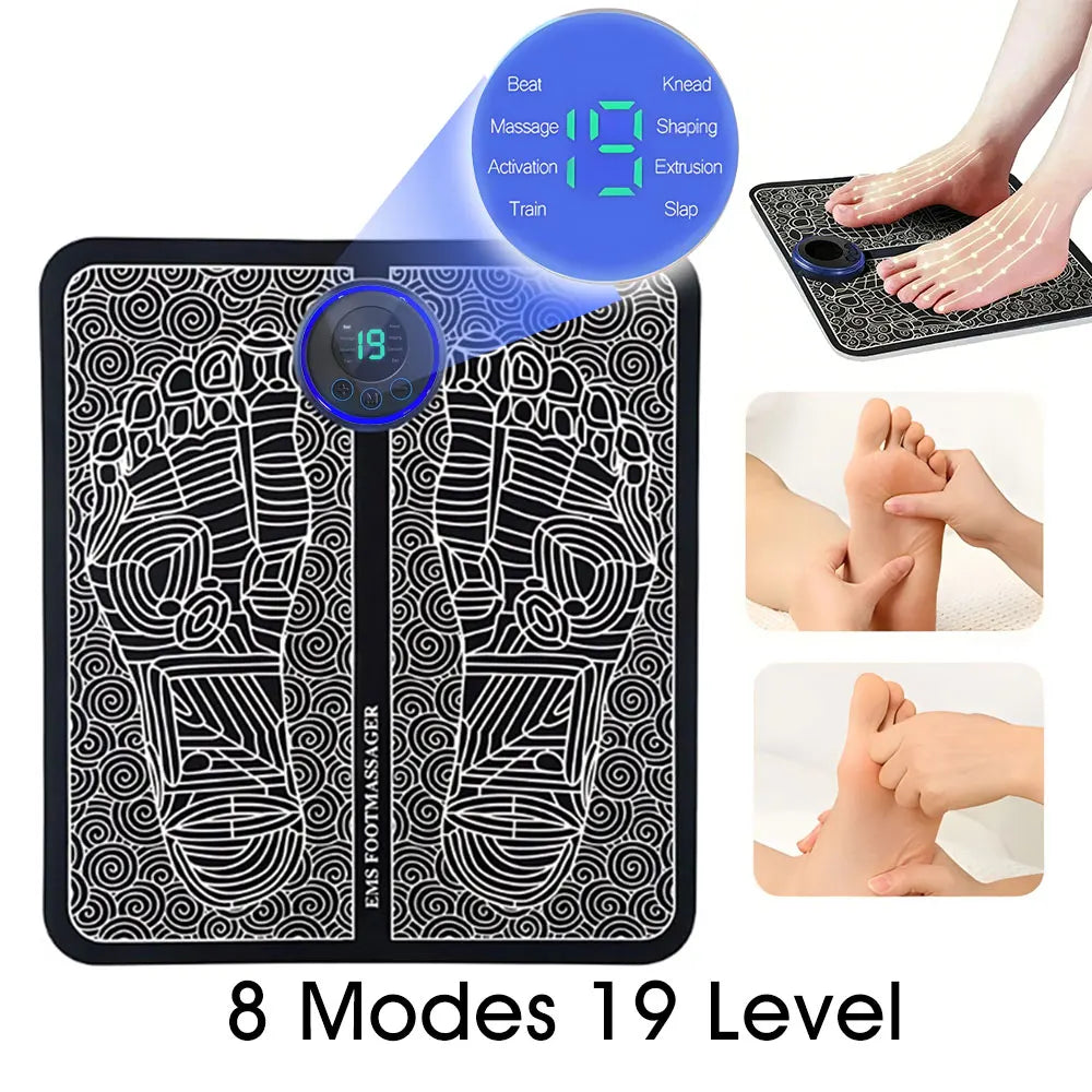 Electric Foot Massager Pad — 8 Modes, 19 Intensity Levels EMS Therapy