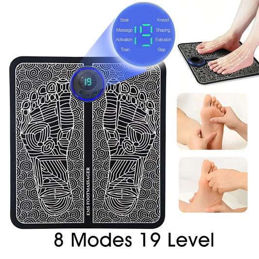 Electric Foot Massager Pad — 8 Modes, 19 Intensity Levels EMS Therapy