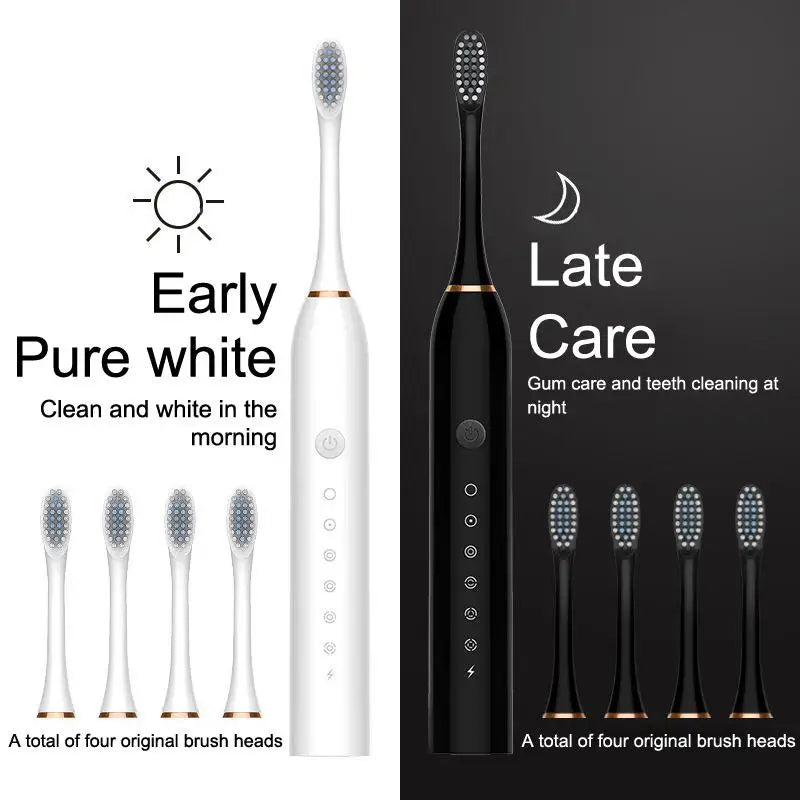 3Pcs/Set Electric Ultrasonic Toothbrush Six Speed Mode Home Soft Hair USB Charging Waterproof Adult Tooth Cleaner‘