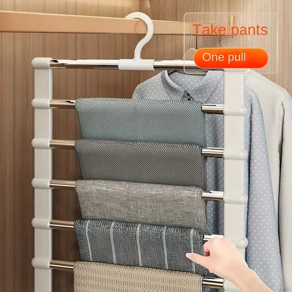 Space-Saving Foldable Pants Hangers for Jeans