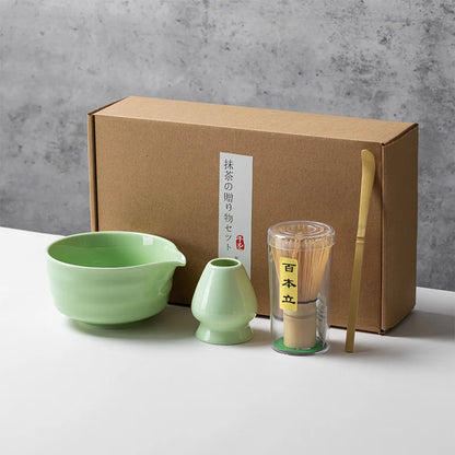 Japanese Style Matcha Tea Set with Bamboo Whisk Scoop, Traditional Indoor Handmade Tea-making Tools 4/5pcs/set