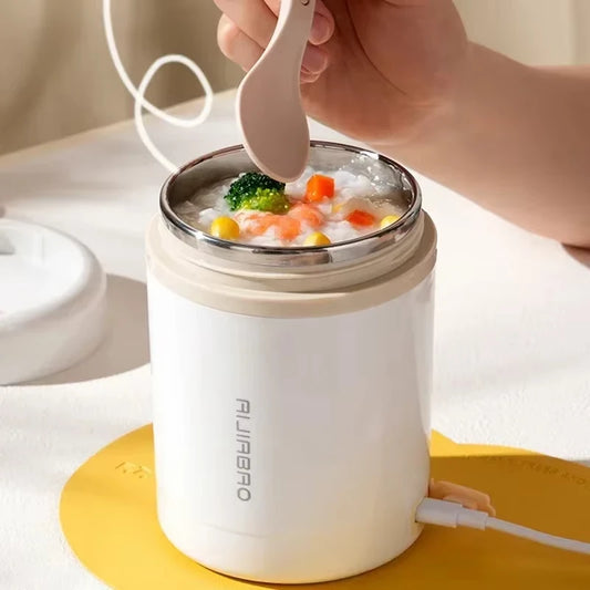 600ml USB Electric Lunch Box — Stainless Steel Food Warmer, 5V/12V/24V