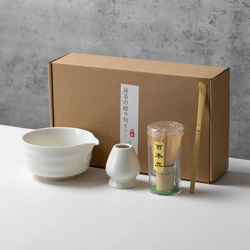Japanese Style Matcha Tea Set with Bamboo Whisk Scoop, Traditional Indoor Handmade Tea-making Tools 4/5pcs/set