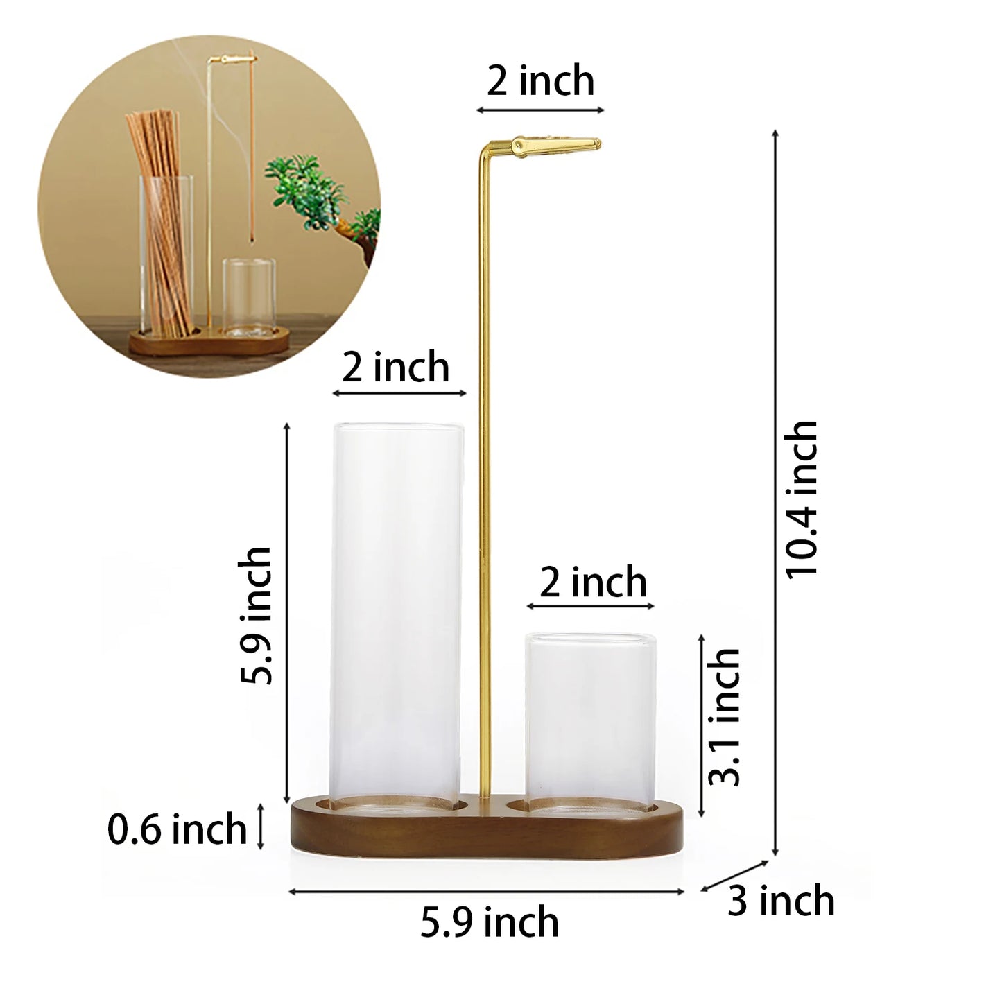 2-in-1 Glass Incense Holder with Ash Catcher — Anti-Ash Flying Burner for Meditation & Home Decor