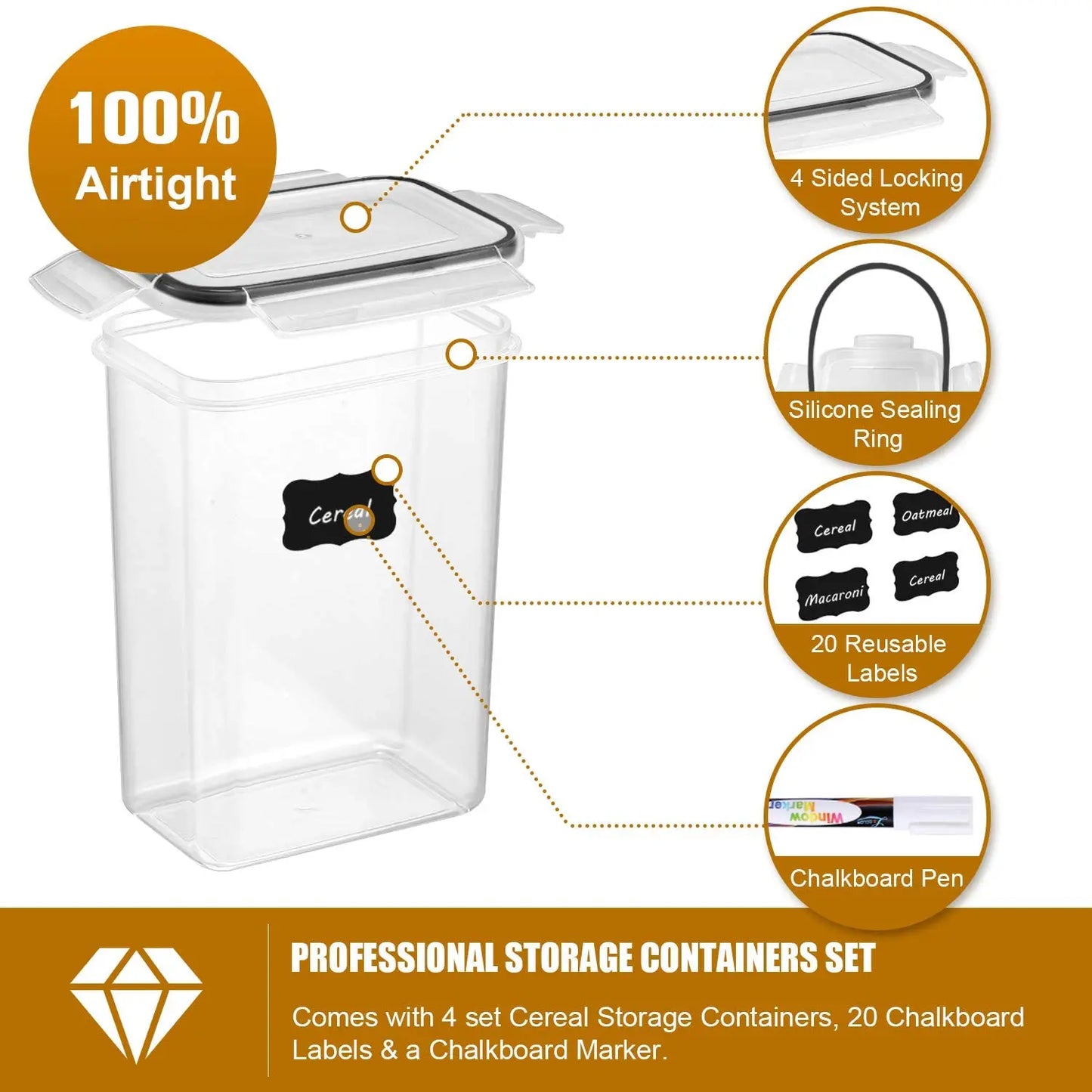 7-Piece Airtight Food Storage Container Set — BPA-Free with Labels & Marker