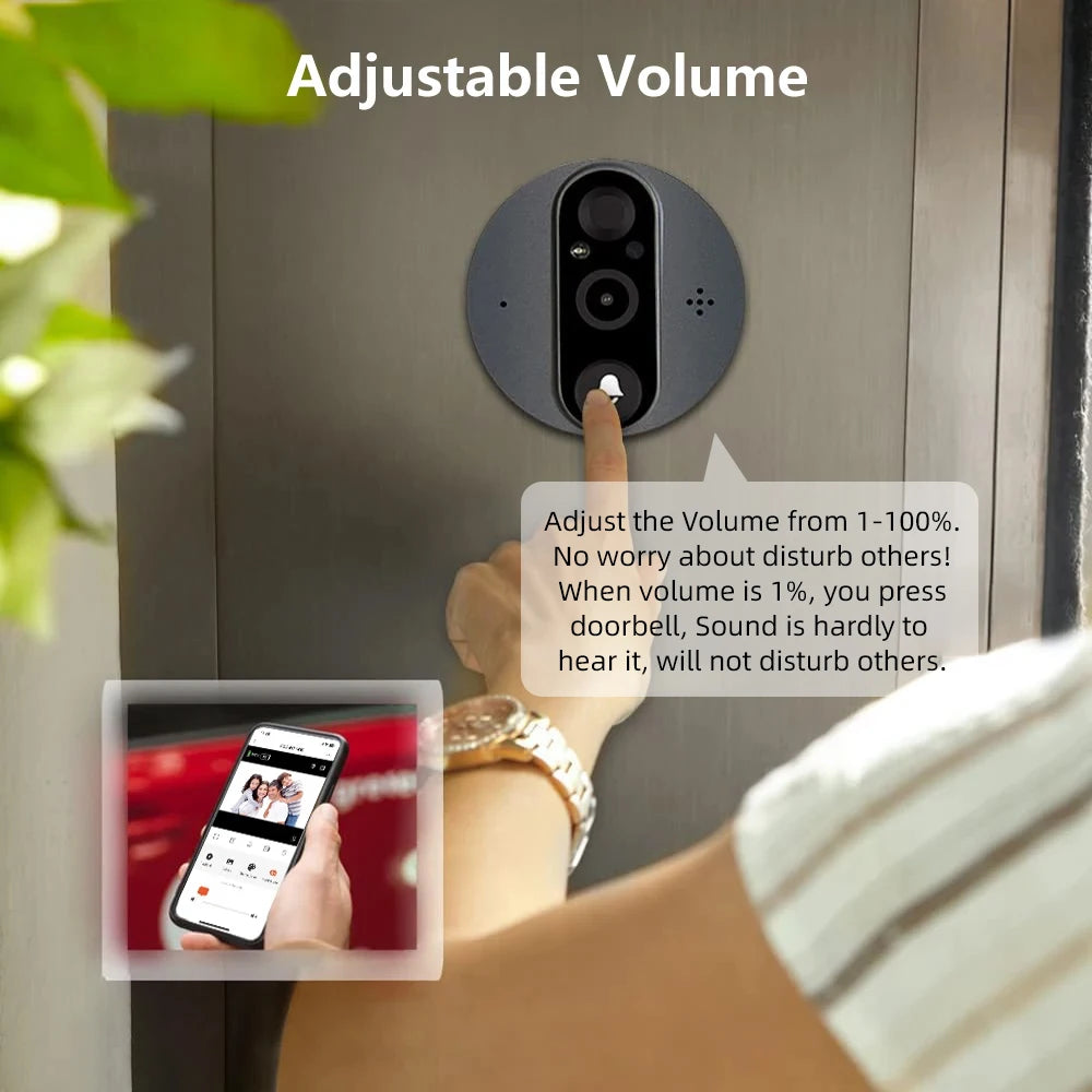 WiFi Door Bell Eye Peephole Camera/ Motion Detector Alexa Google Digital Viewer