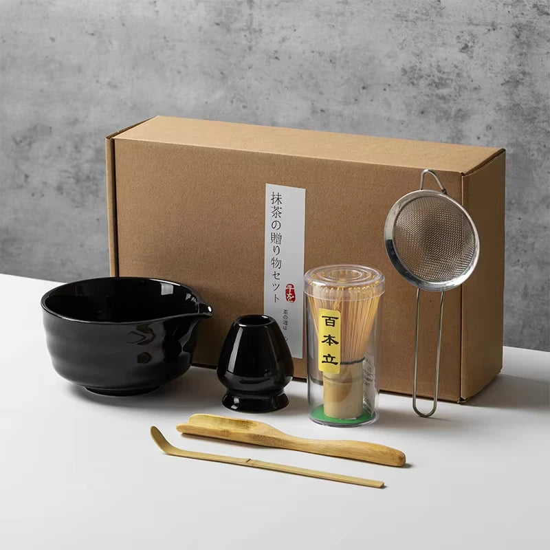 Japanese Style Matcha Tea Set with Bamboo Whisk Scoop, Traditional Indoor Handmade Tea-making Tools 4/5pcs/set