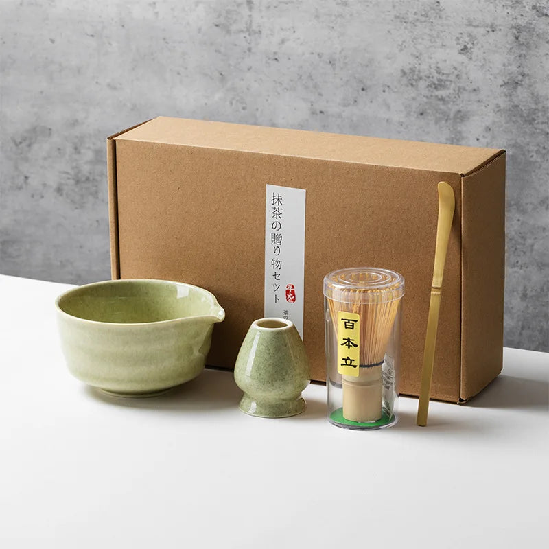Japanese Style Matcha Tea Set with Bamboo Whisk Scoop, Traditional Indoor Handmade Tea-making Tools 4/5pcs/set
