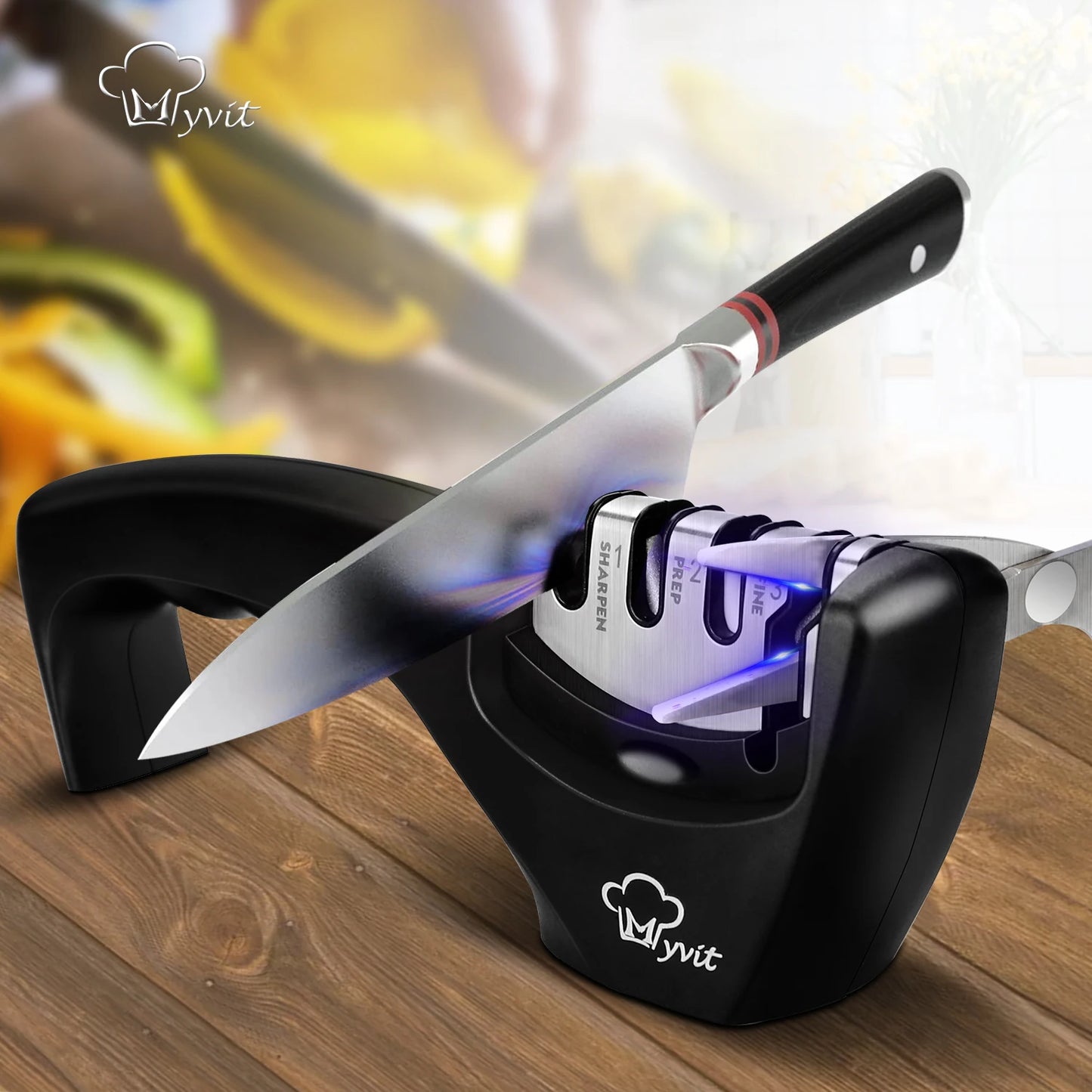 4-Stage Professional Knife & Scissor Sharpener — Diamond, Ceramic & Tungsten