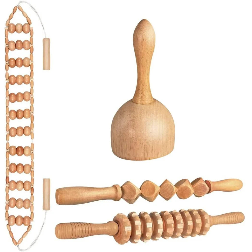 Wooden Lymphatic Drainage Massager Kit — Maderoterapia Body Contouring Set