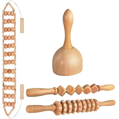 Wooden Lymphatic Drainage Massager Kit — Maderoterapia Body Contouring Set